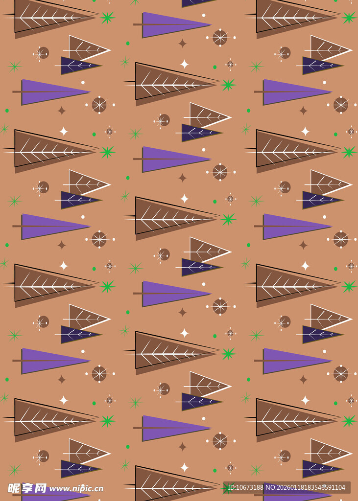 几何图案背景的船只元素