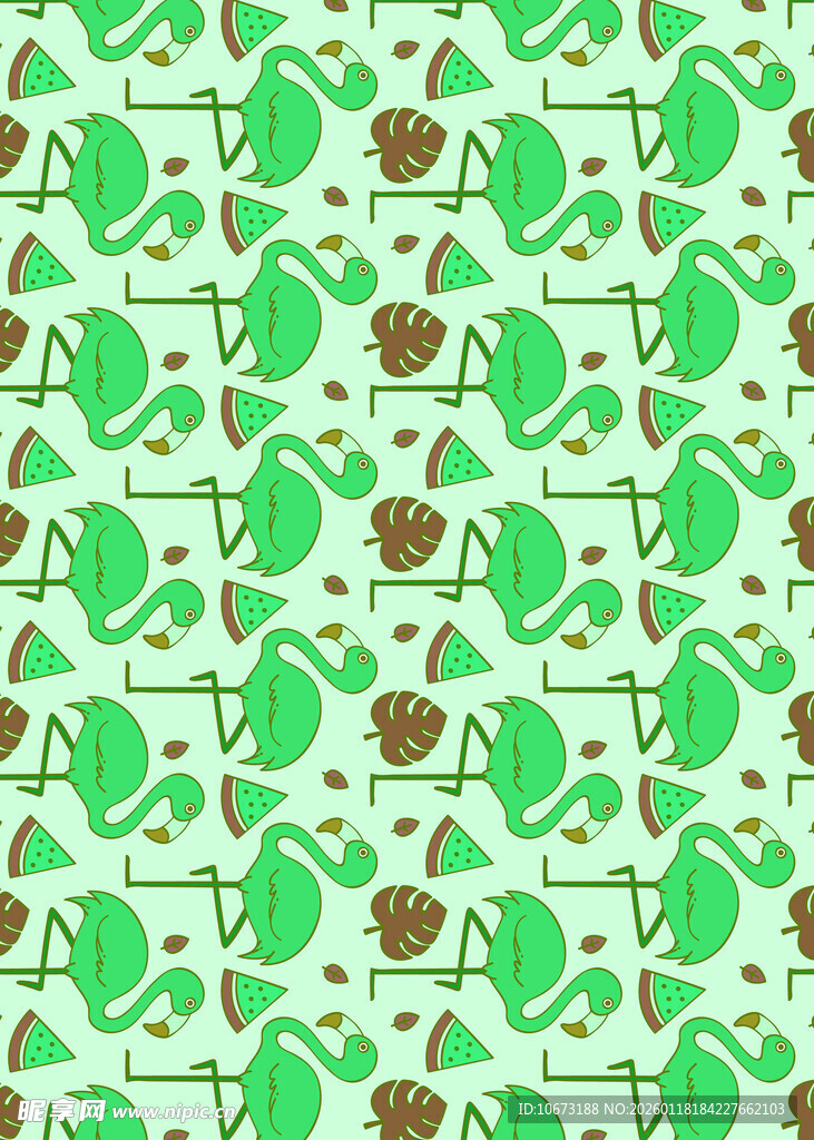 青蛙与绿叶的清新图案