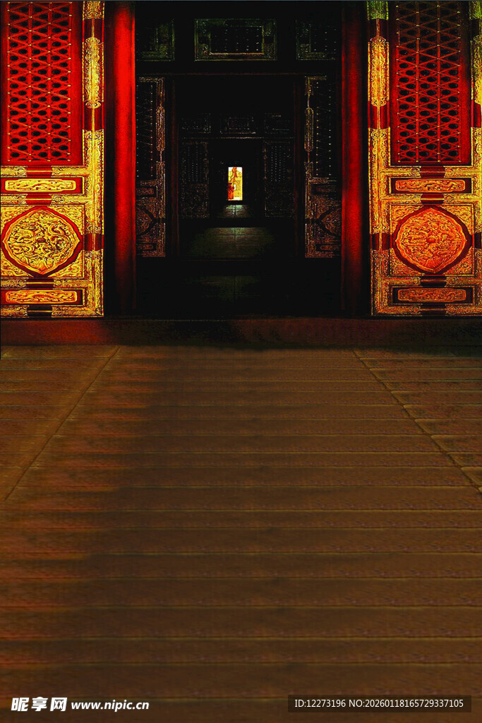 中式古风红墙深巷场景