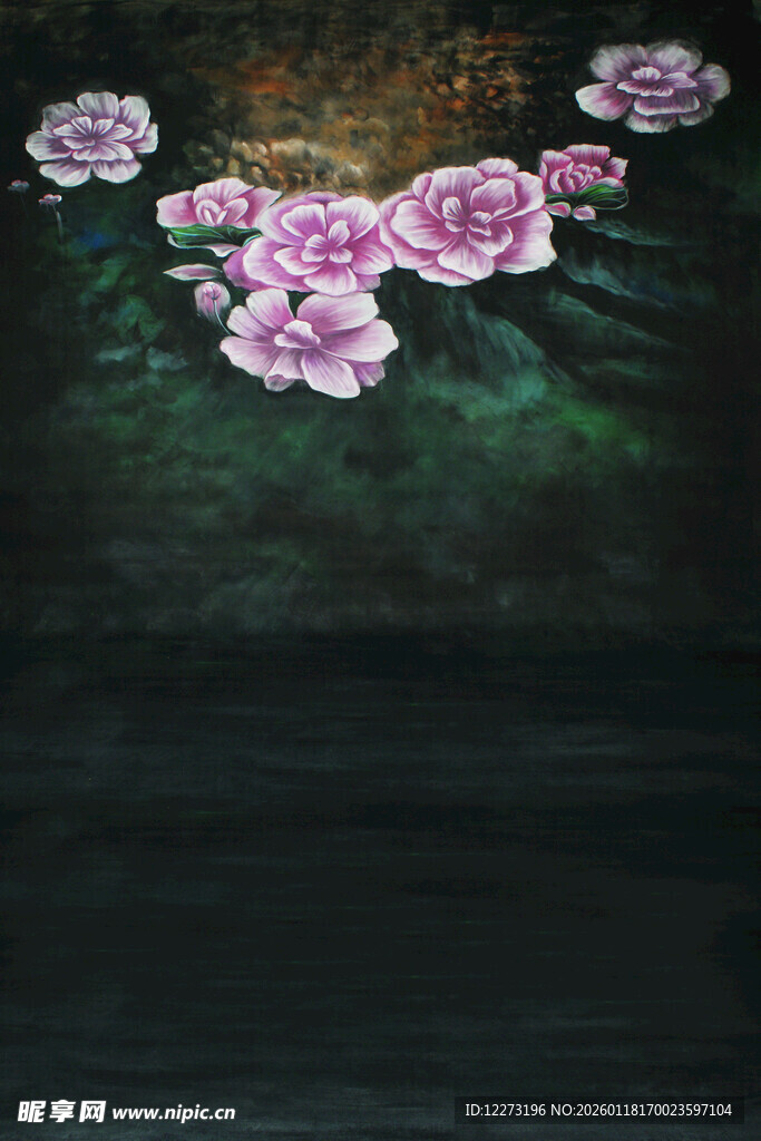 梦幻紫色花卉艺术画作