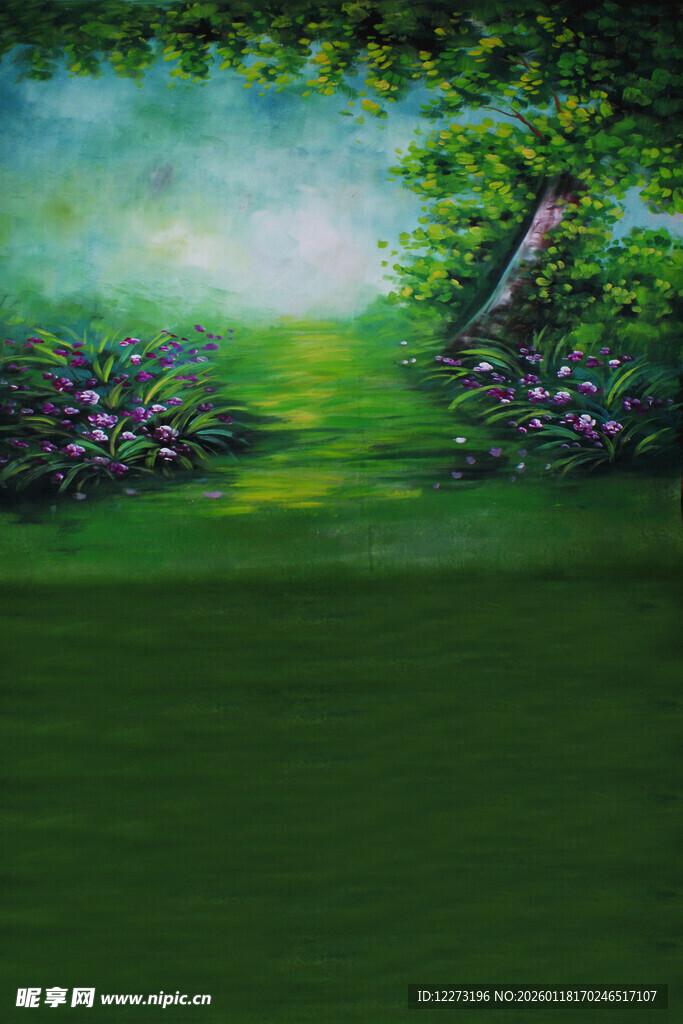 梦幻绿野林间风景