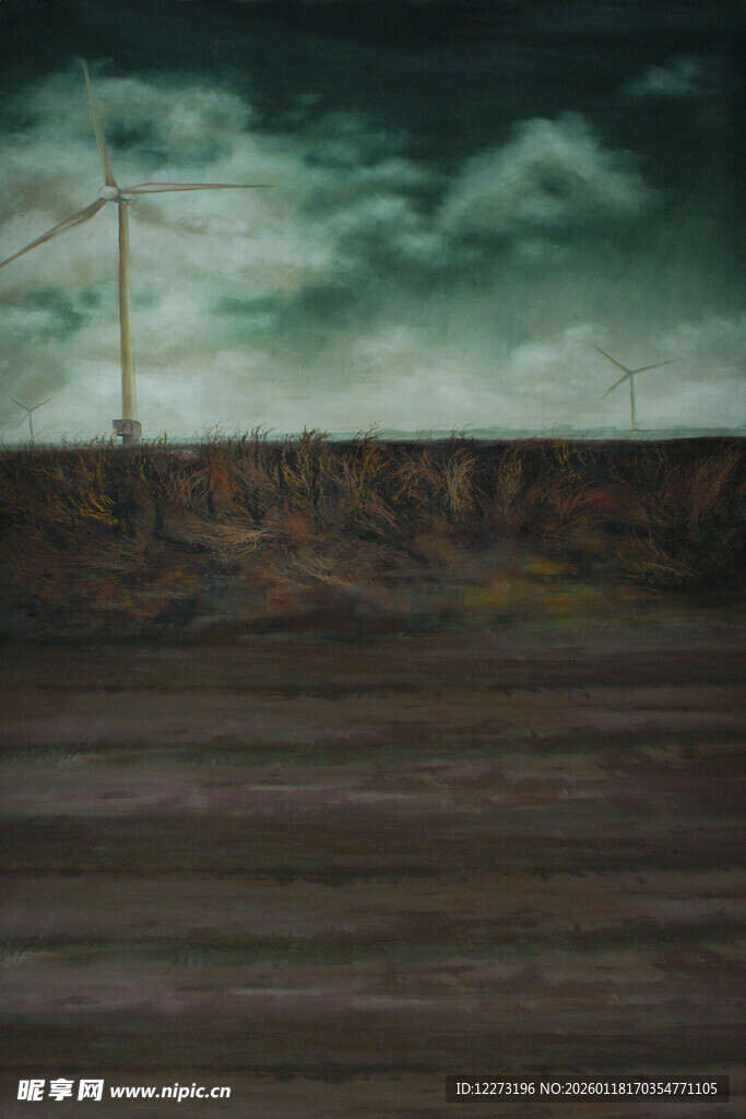 阴沉天空下的空旷田野