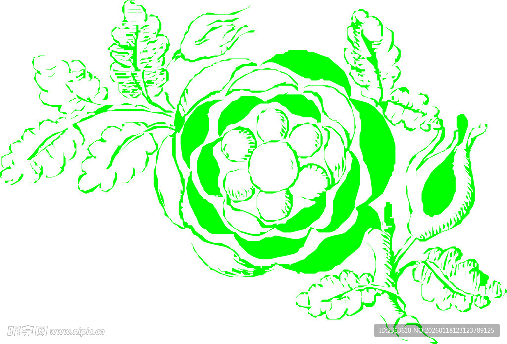 绿色花卉图案设计元素