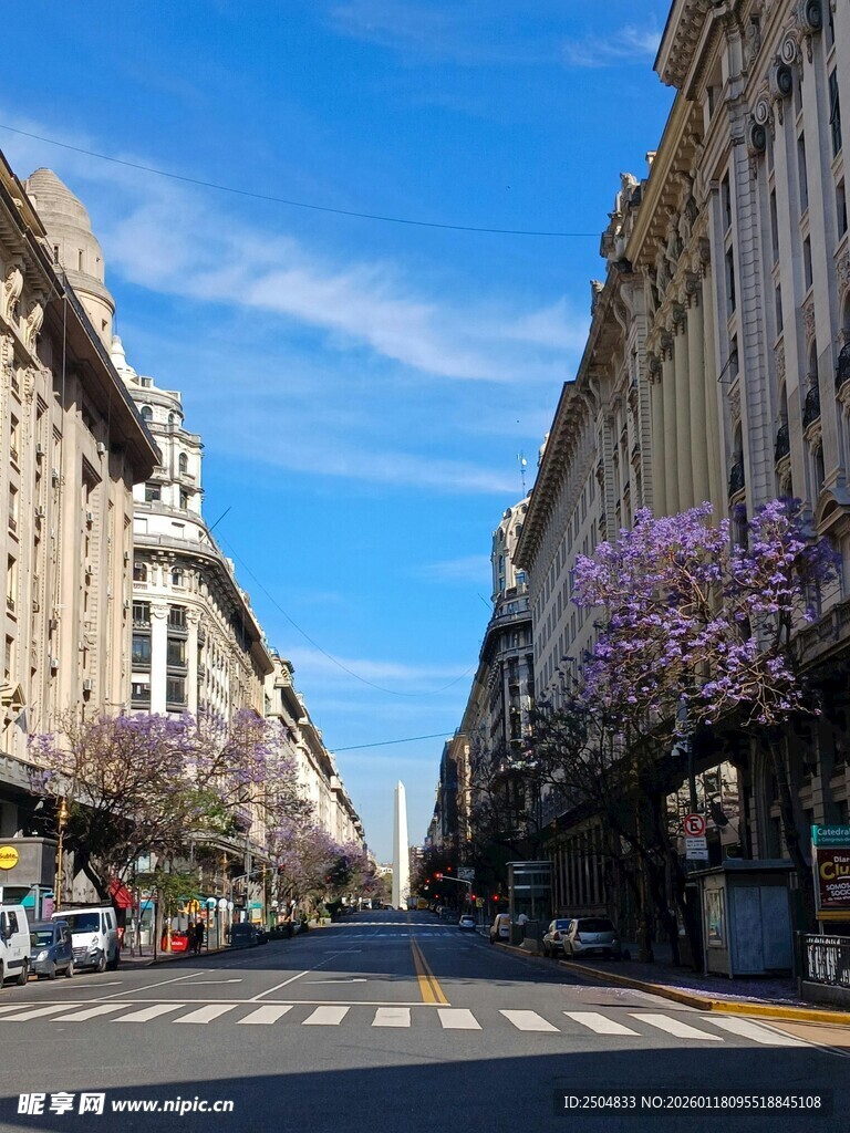 城市街道的美丽春日景象