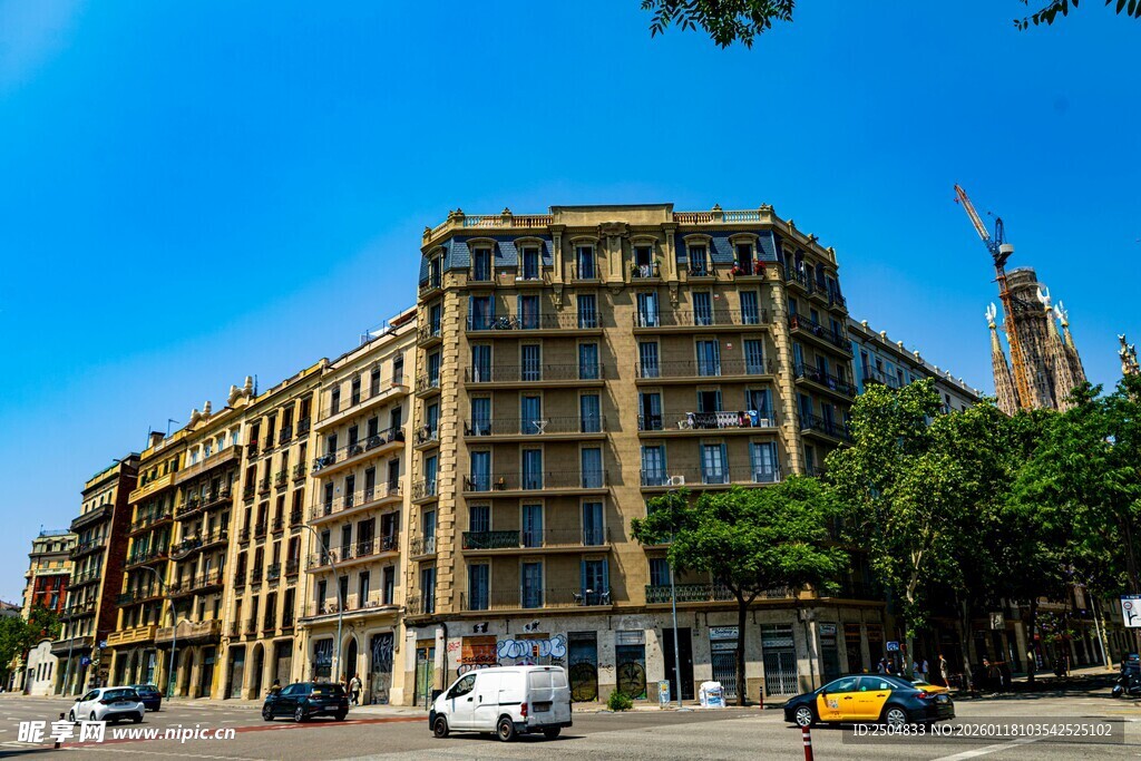 巴塞罗那城市街景建筑