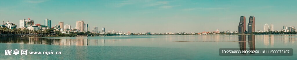 城市湖畔风景