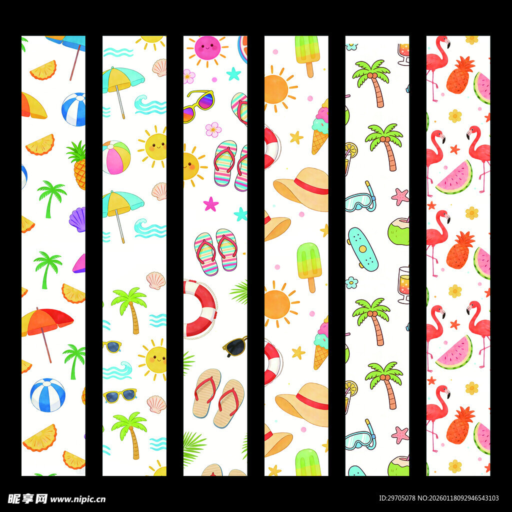 夏日海滩元素贴纸集合