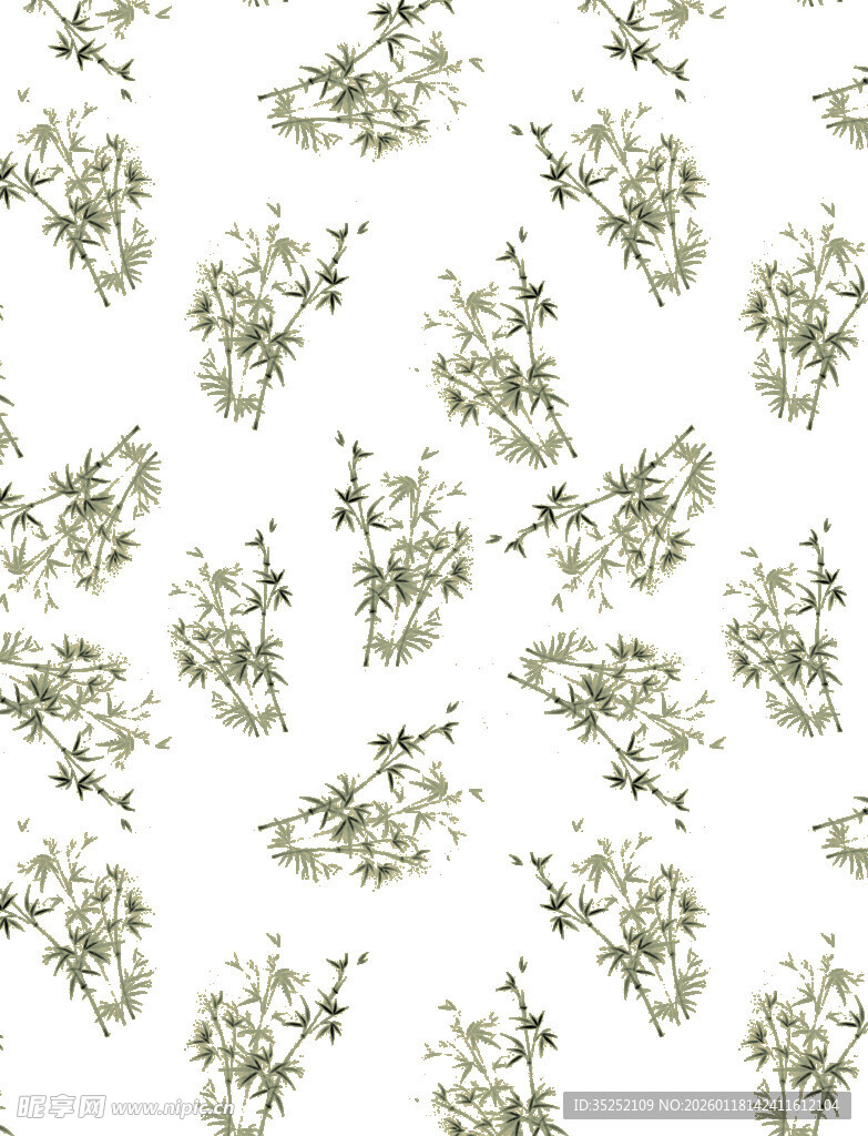 清新绿植花卉无缝图案