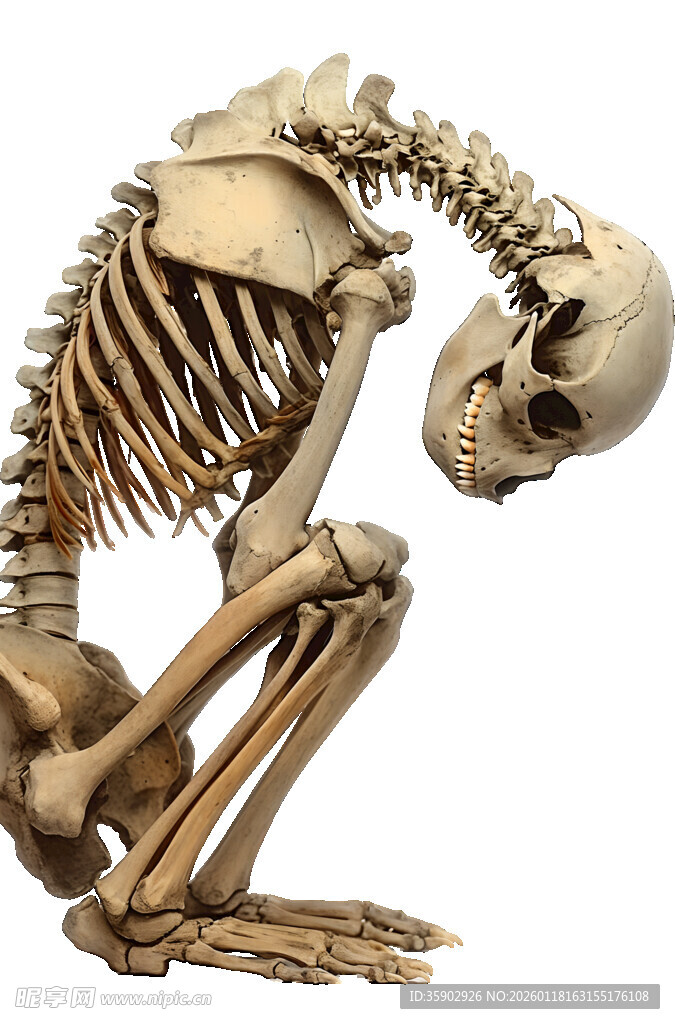 人类骷髅跪地姿势展示