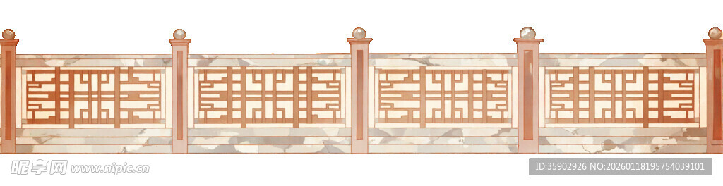古风木质围栏护栏素材