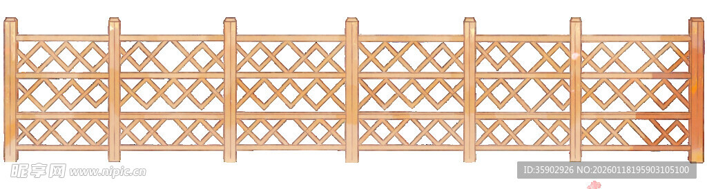 古风木质围栏护栏素材