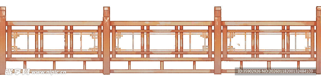 古风木质围栏护栏素材