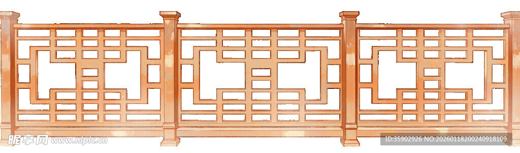 中式木质雕花护栏
