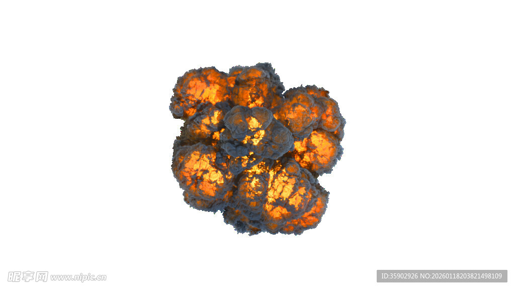 橙色爆炸烟雾免抠素材