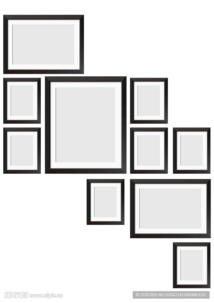 黑白方形相框组合图案