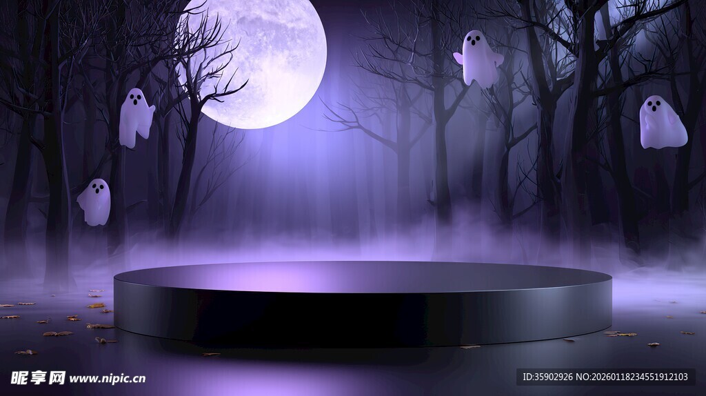 月光下的神秘森林舞台