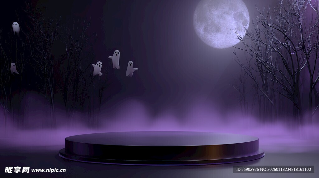 梦幻月夜下的神秘展示台