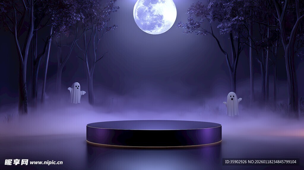 神秘月夜下的魔幻舞台