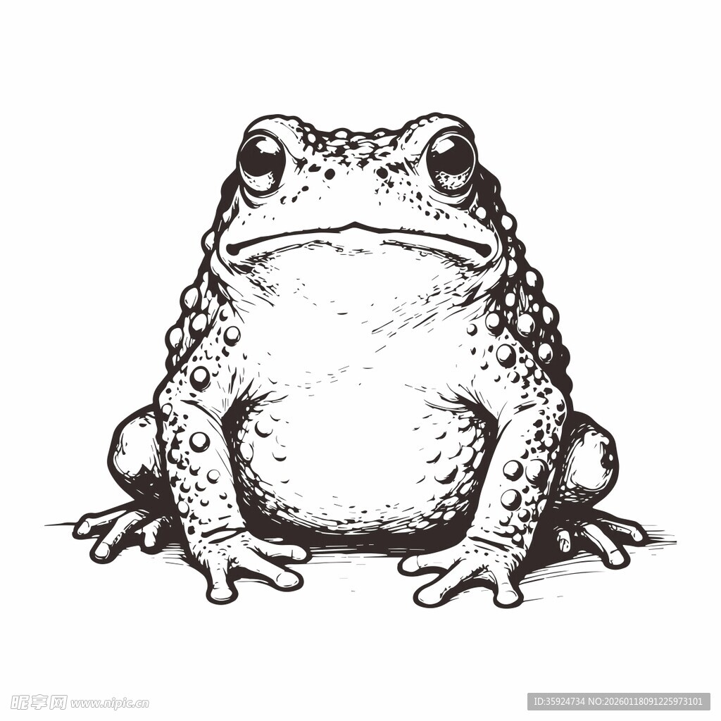 手绘蟾蜍插画