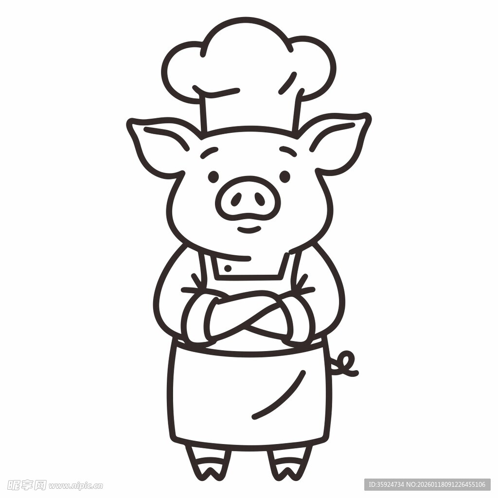 可爱小猪厨师形象