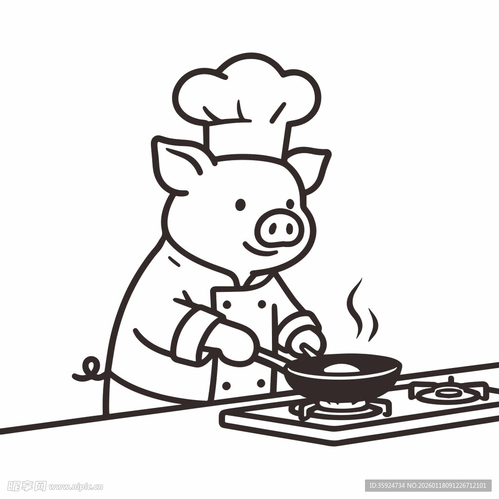 小猪厨师烹饪图