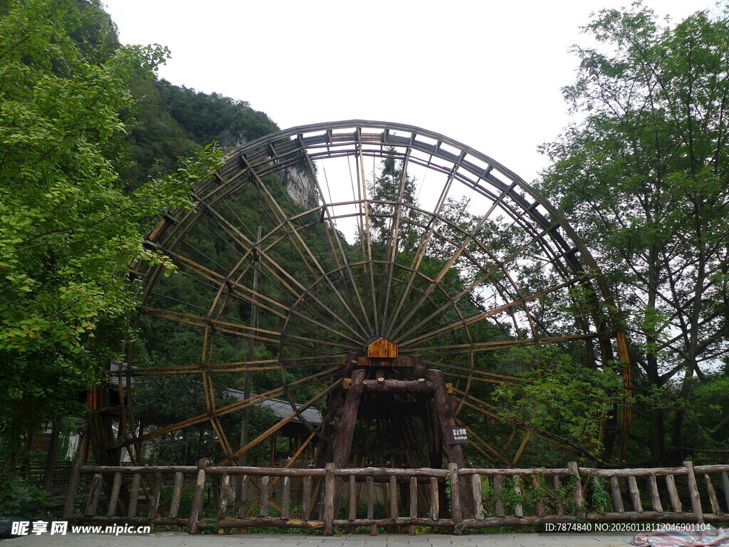 复古摩天轮 静立绿树环绕处