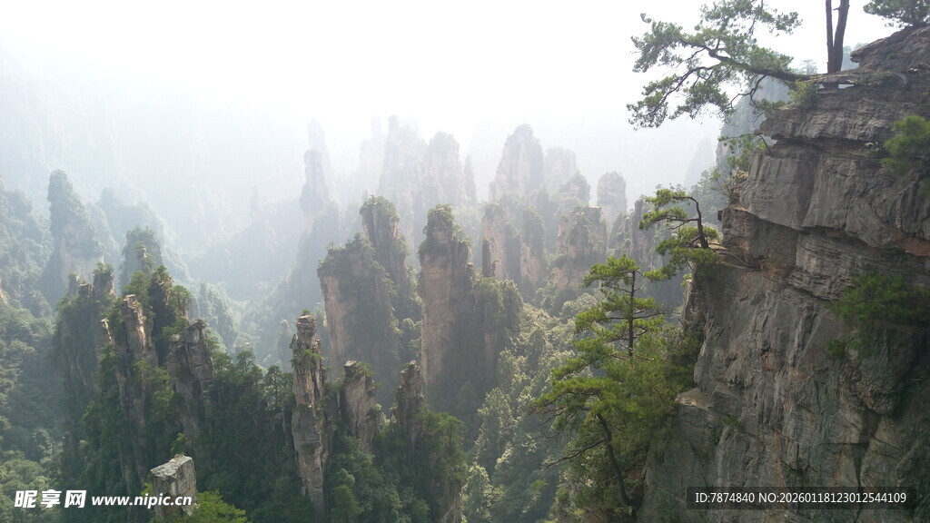 云雾缭绕的壮美奇峰景观