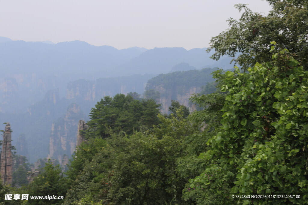 山林间的朦胧山峦景色