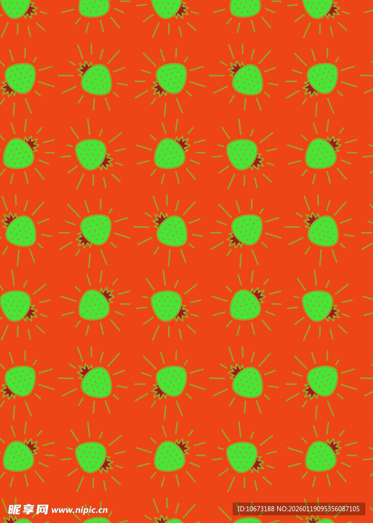 红色背景上的绿色苹果图案