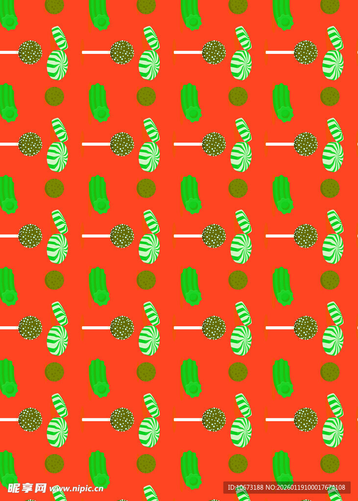 红色背景的绿色图案纹理
