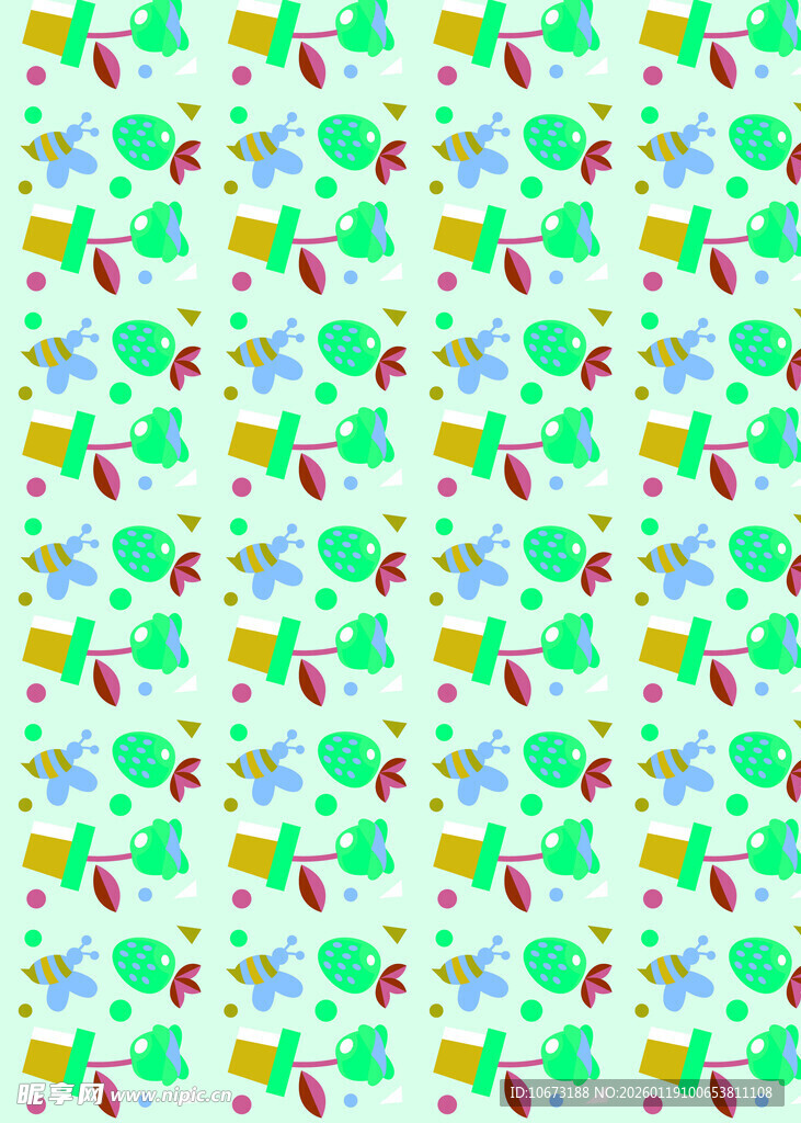 清新多彩卡通图案背景