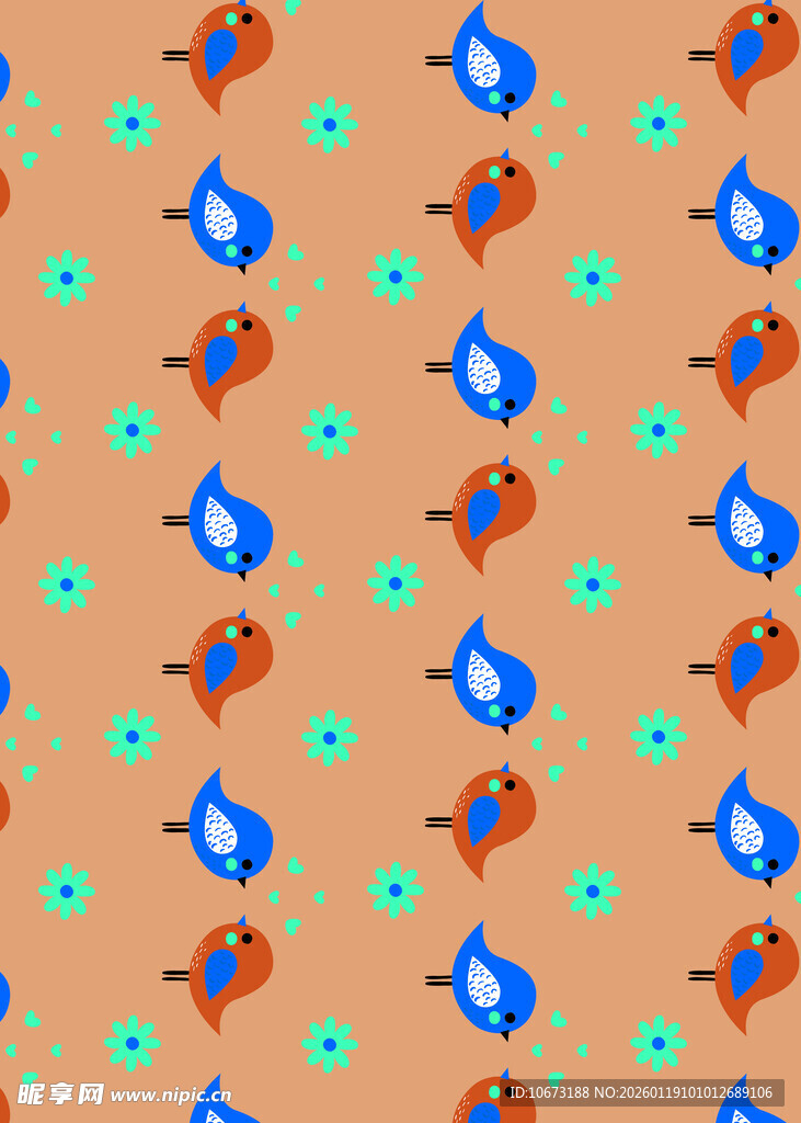 多彩小鸟图案背景纹理