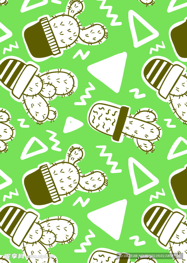 绿色仙人掌图案背景纹理