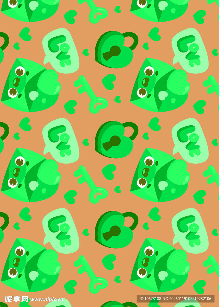 绿色青蛙图案橙色背景纹理