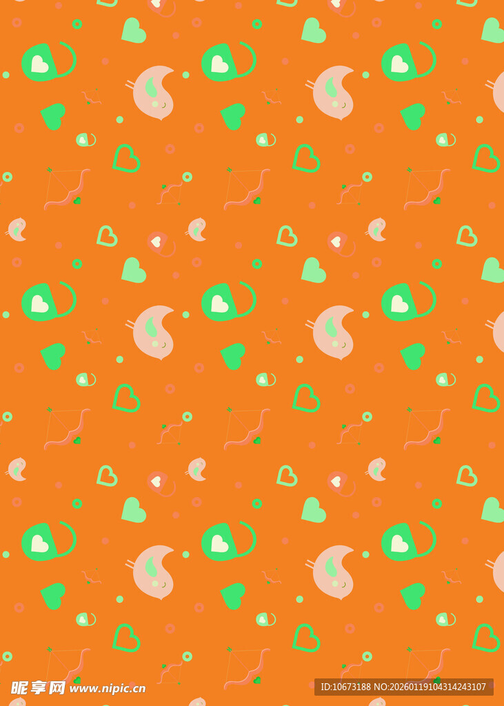 橙色底多彩图案装饰背景