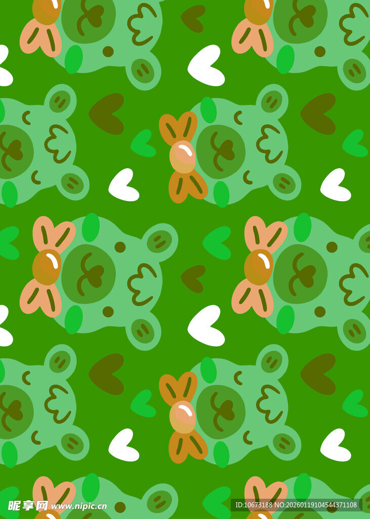 绿色萌趣动物图案背景