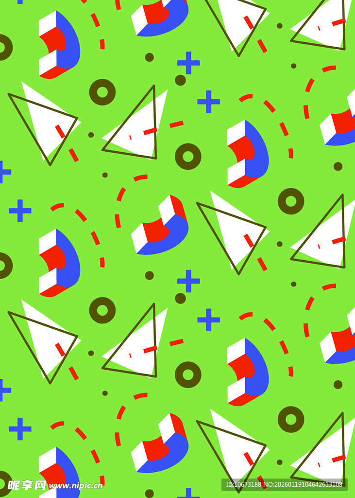 绿色背景多彩纸飞机图案