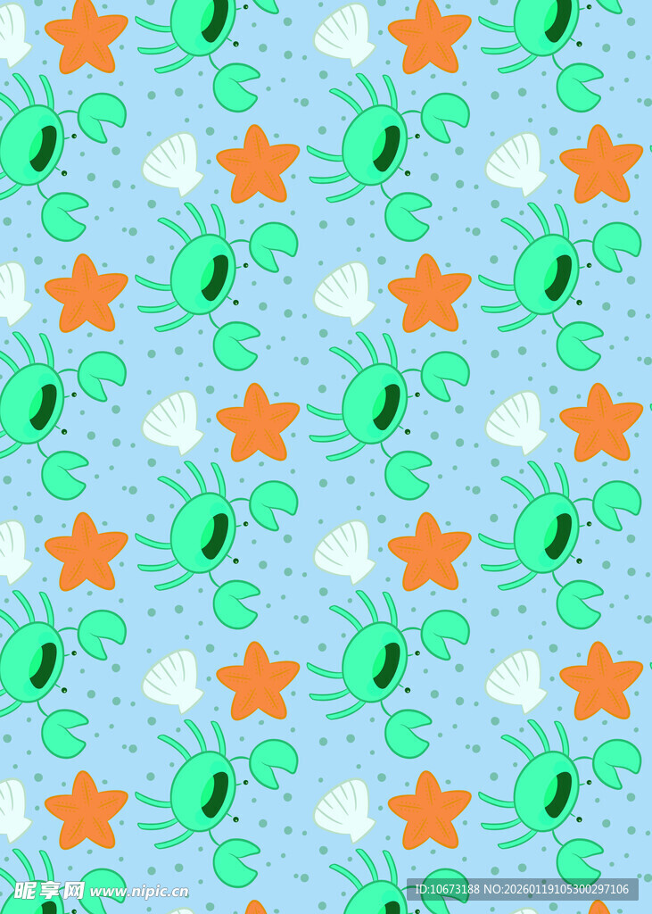 蓝底星星昆虫图案设计