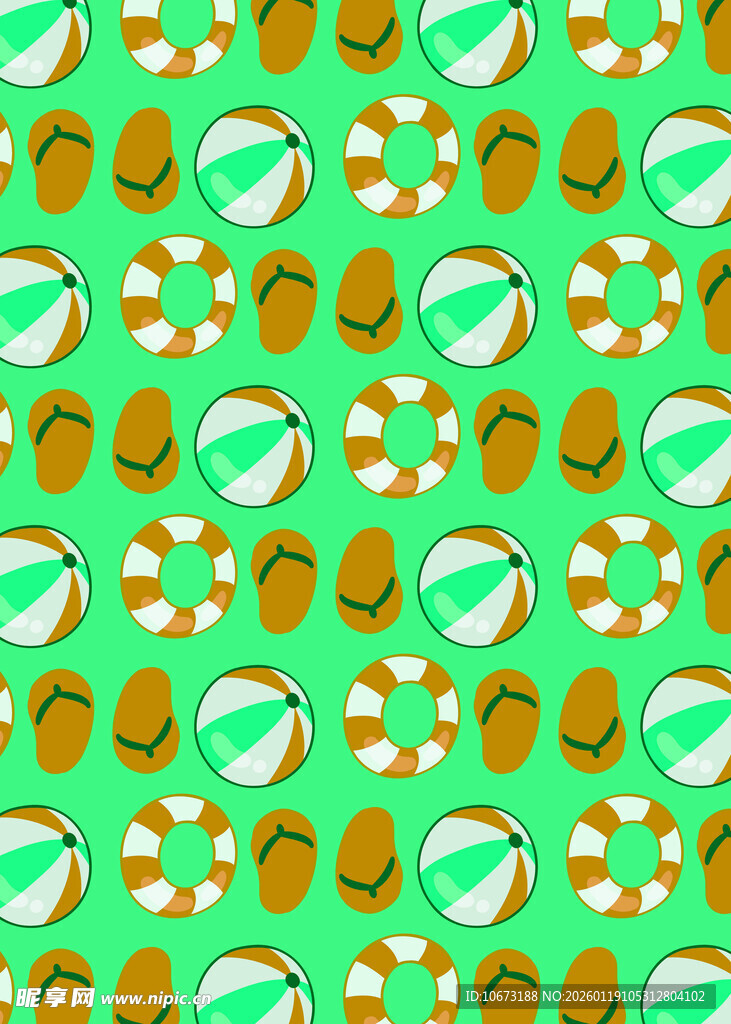 夏日海滩元素无缝图案