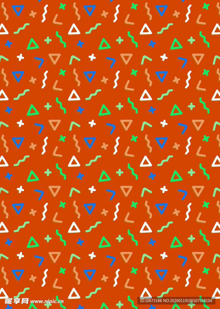 橙色底多彩图案几何花纹