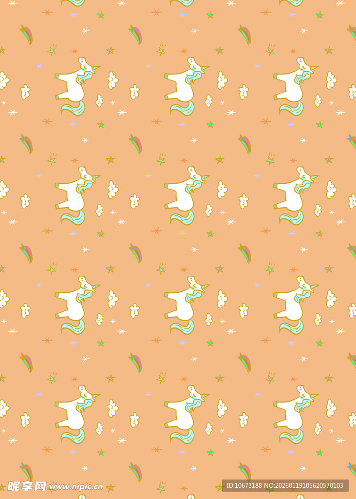 橙色背景兔子图案布料