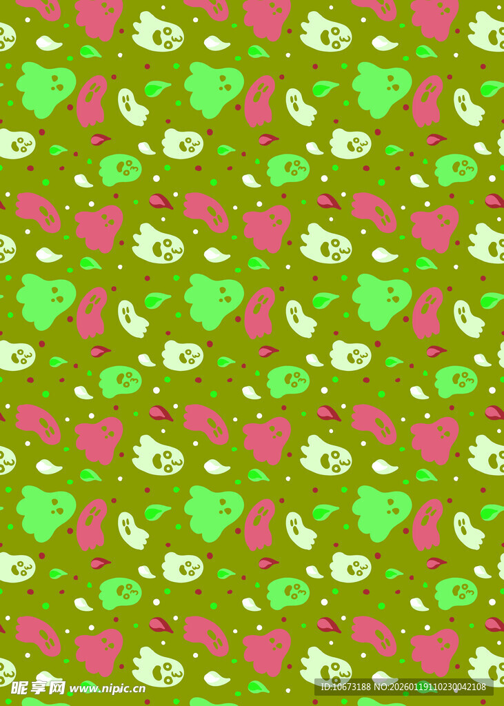 绿色爱心卡通图案背景