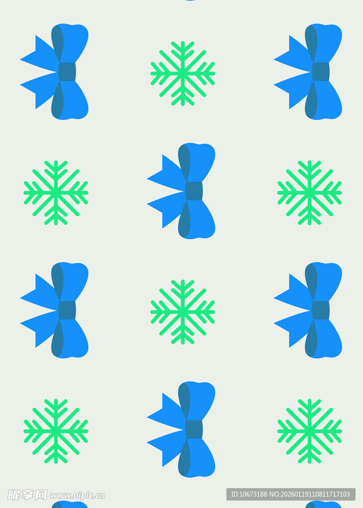 蓝绿蝴蝶结雪花图案背景