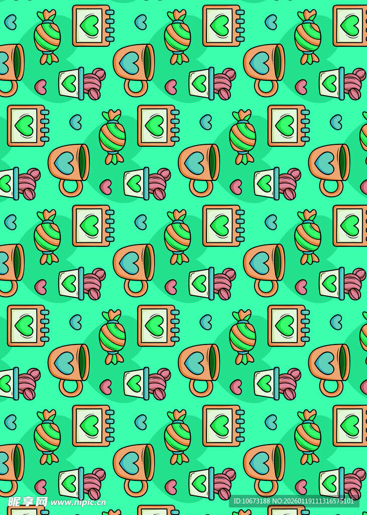 卡通图案的绿色背景纹理