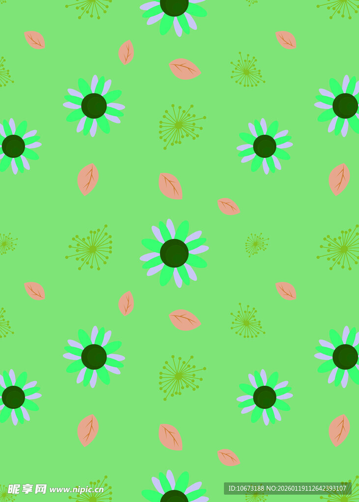 绿色底花卉图案背景