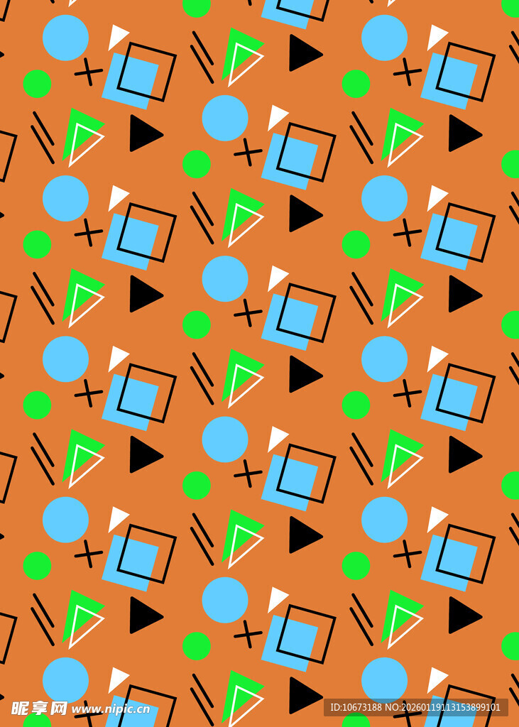 橙色背景几何图案与电子设备