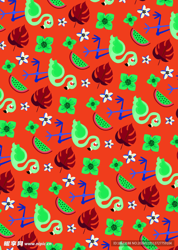 多彩水果图案无缝背景