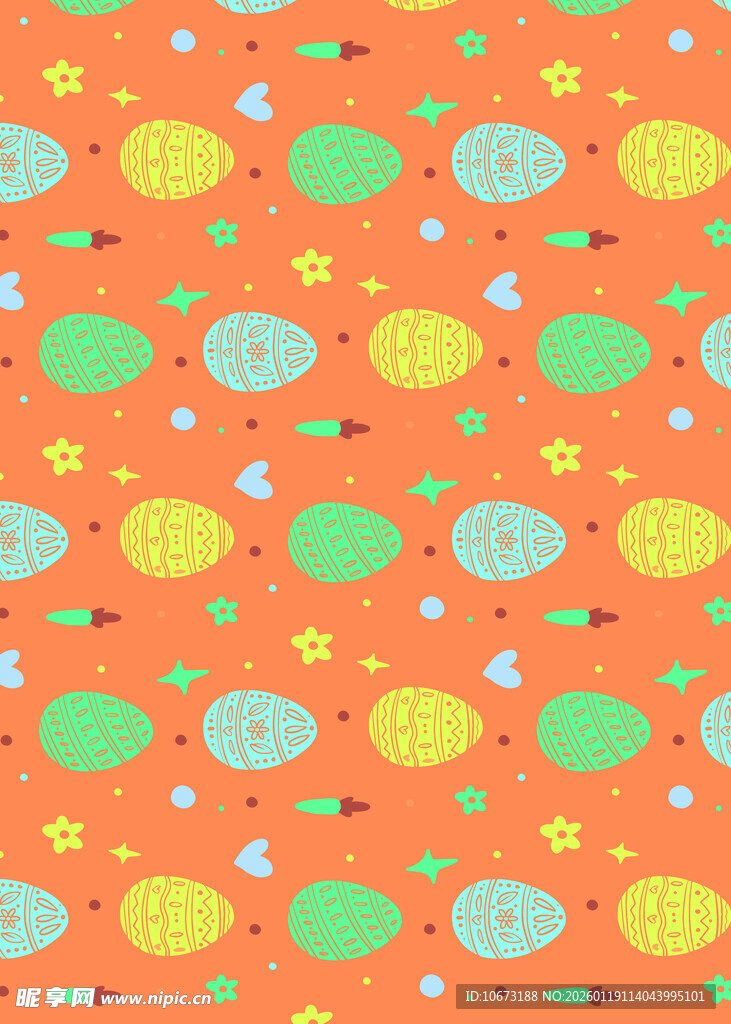 橙色背景多彩鱼形图案