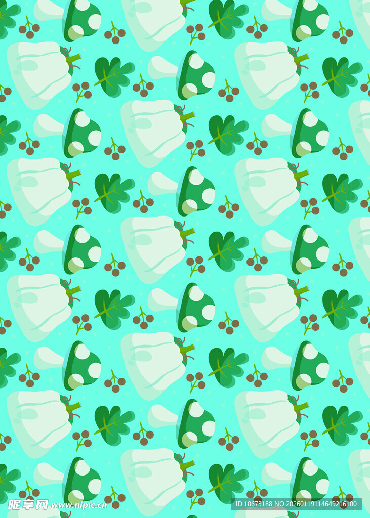 清新卡通青蛙绿叶图案