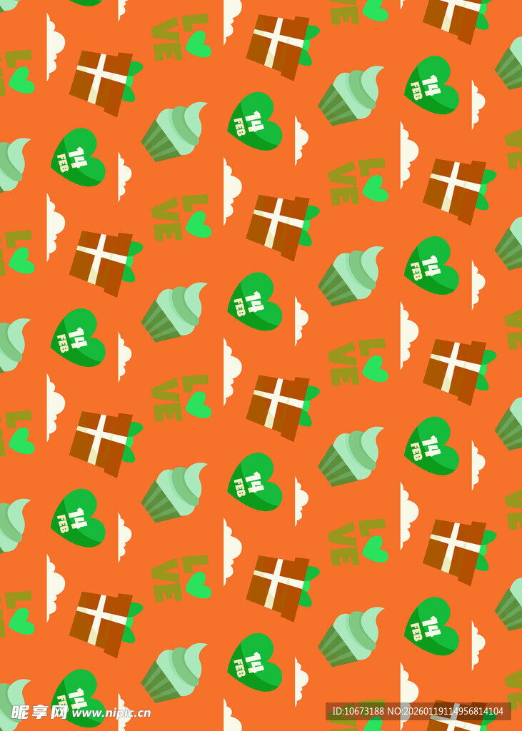 橙色背景卡通图案无缝纹理